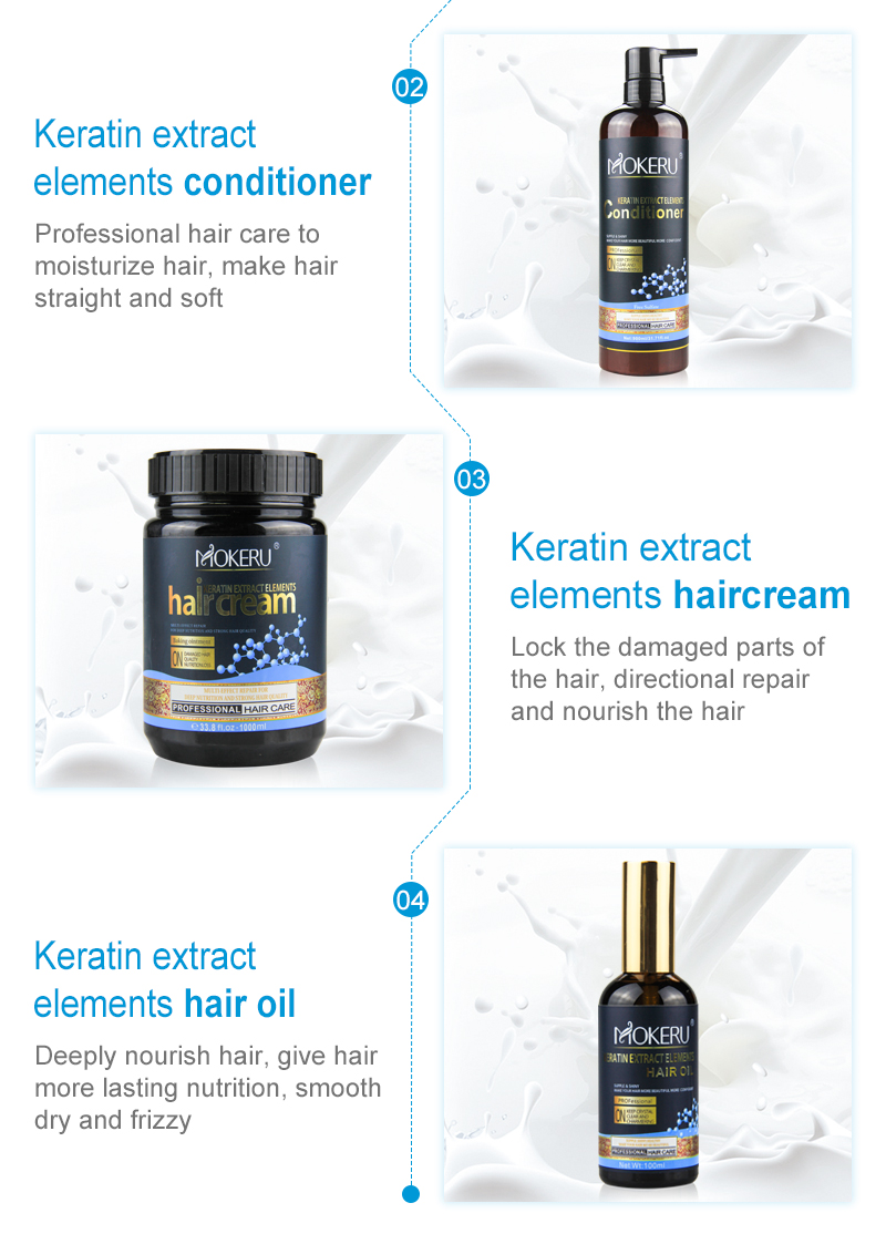 elementos de extracto de queratina aceite para el cabello